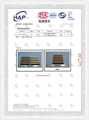 Formaldehyde test certificate